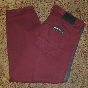 🆕️ Maroon with Black Side Stripe Cropped Jeans